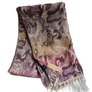 Steve Madden Floral Fringe Jacquard Blanket Scarf Purple Cream Berry NWT